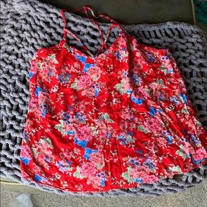 Floral tank top with t back